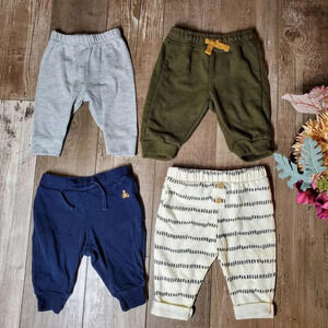 Newborn 0-3m Baby Boy Bottoms Clothing Bundle - 4 Pc